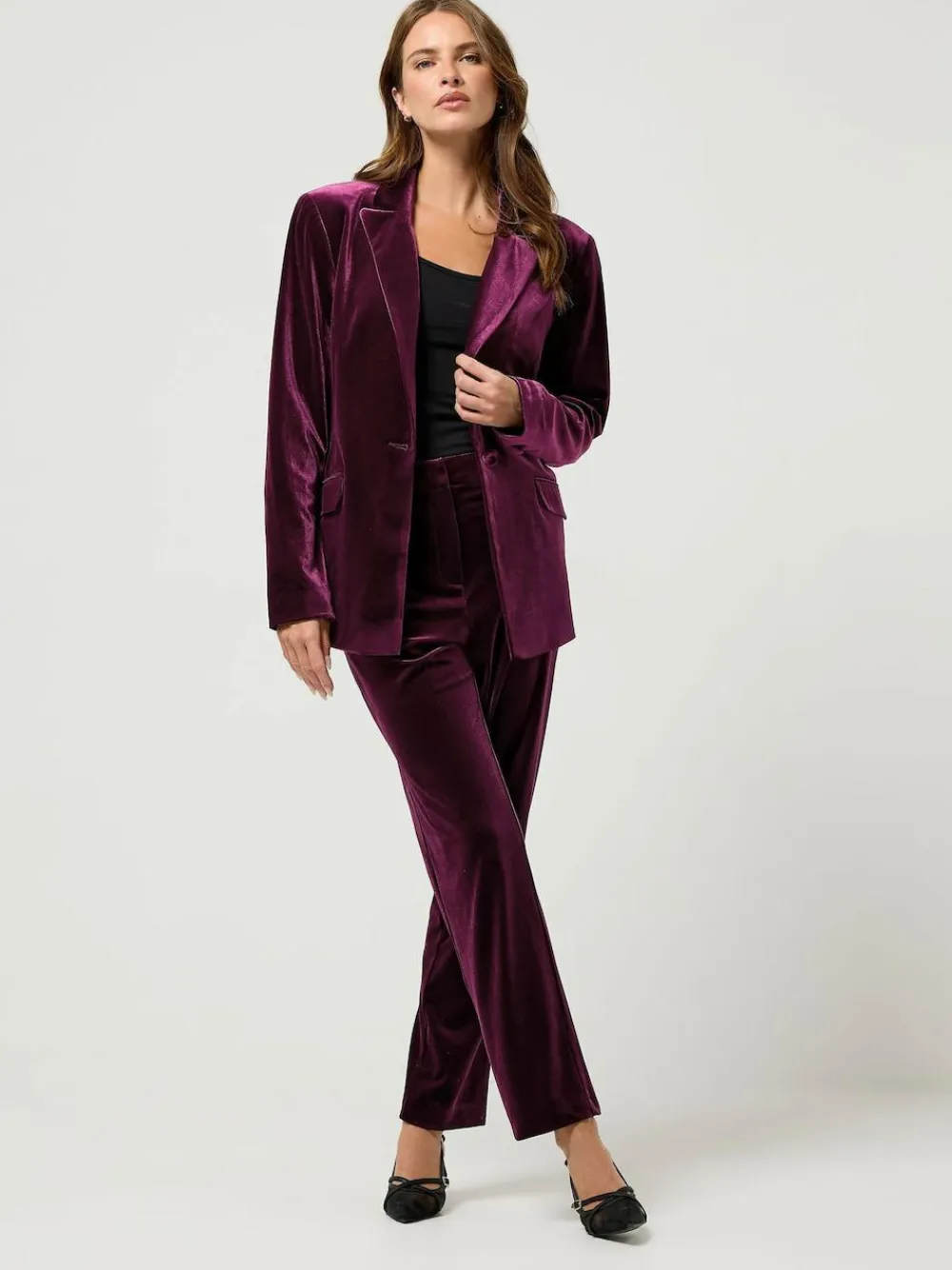 Online M&Co Red Velour Blazer