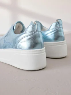 Next Slip On Signature Leather Chunky Wedge Platform Trainers^Women Sneakers