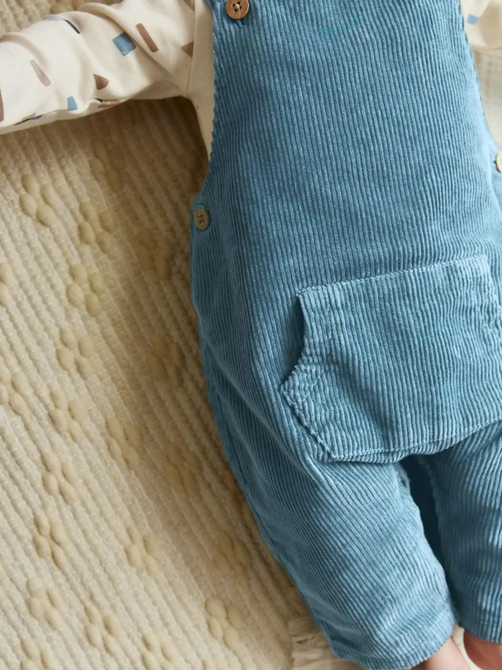 Next Mid Blue Cord Dungarees and Bodysuit Set (0mths-2yrs)^BOY Newborn Clothing|Sets & Co-Ords