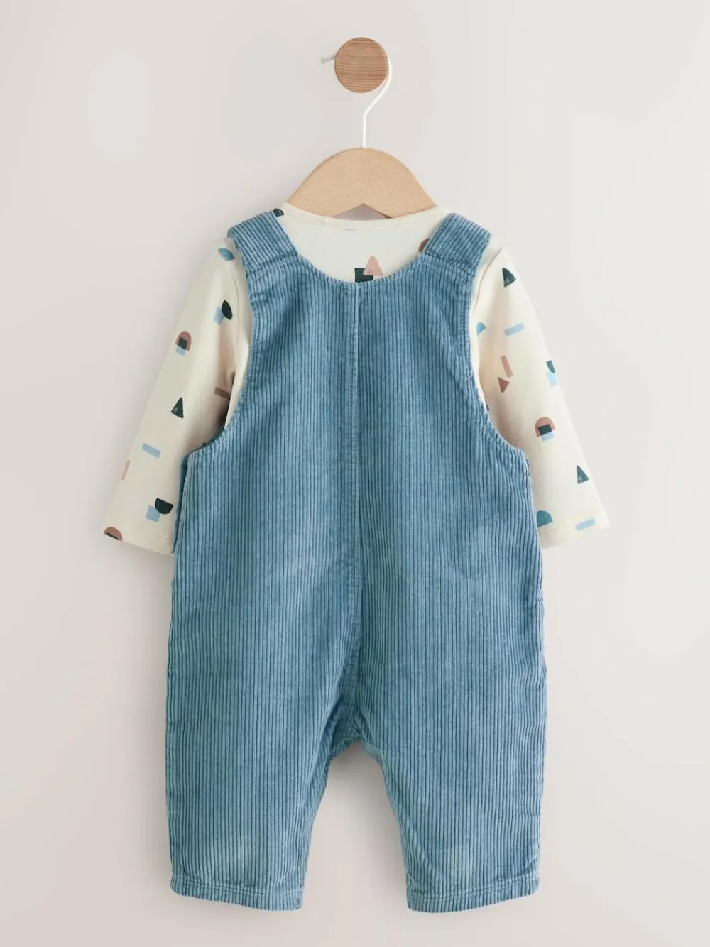 Next Mid Blue Cord Dungarees and Bodysuit Set (0mths-2yrs)^BOY Newborn Clothing|Sets & Co-Ords
