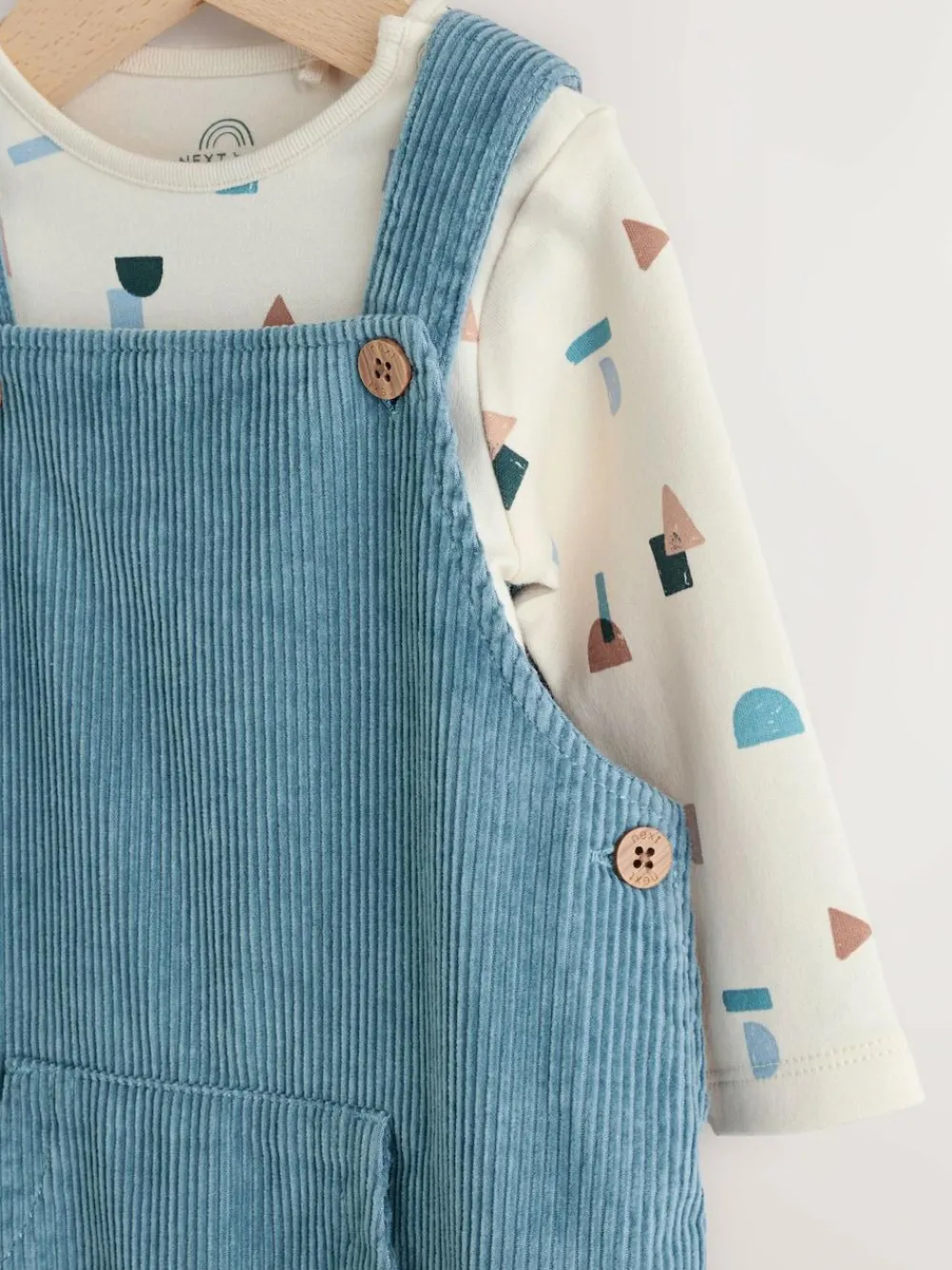 Next Mid Blue Cord Dungarees and Bodysuit Set (0mths-2yrs)^BOY Newborn Clothing|Sets & Co-Ords