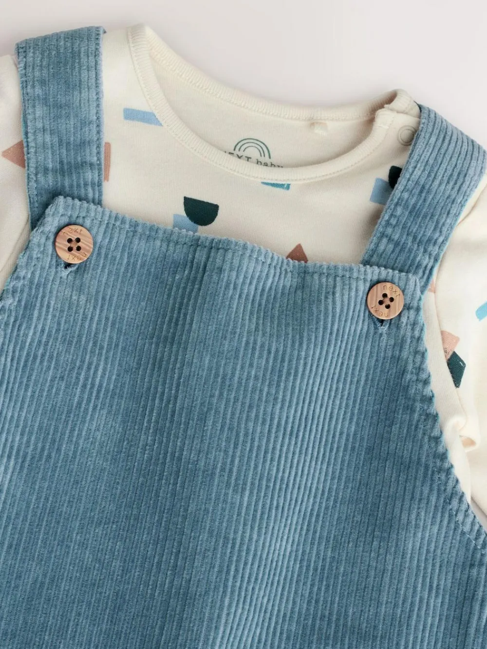 Next Mid Blue Cord Dungarees and Bodysuit Set (0mths-2yrs)^BOY Newborn Clothing|Sets & Co-Ords