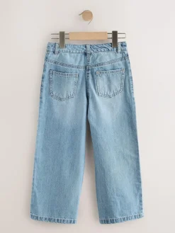 Next Wide Leg Jeans (3-16yrs) Mid Blue Denim Floral Print