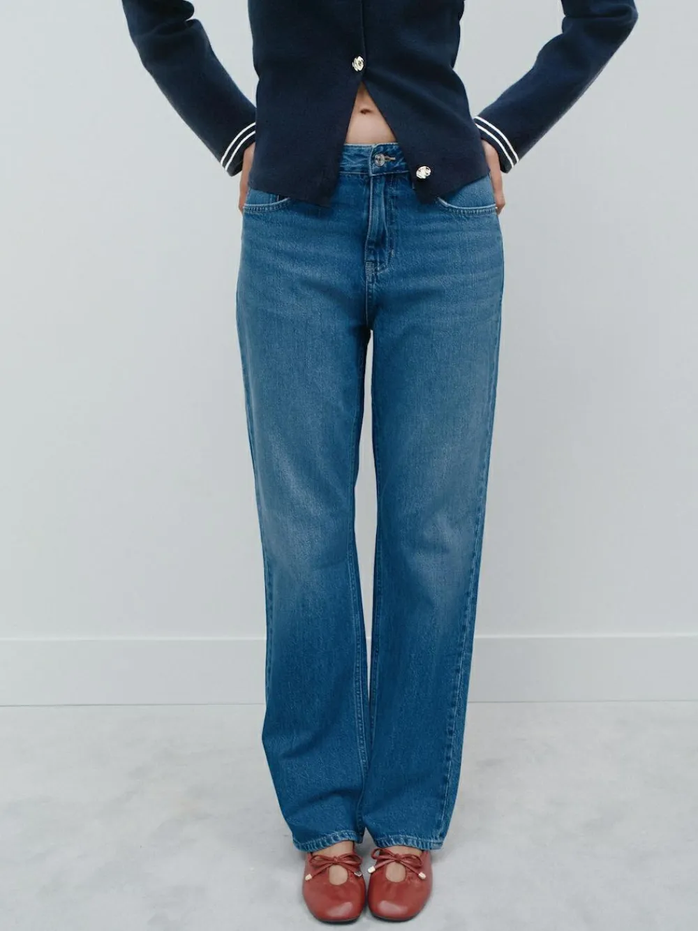 New Next Straight Leg Jeans Mid Blue Denim