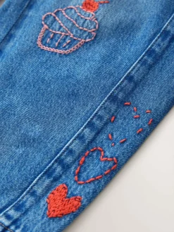 Next Mid Blue Embroidered Barrel Jeans (3-16yrs)