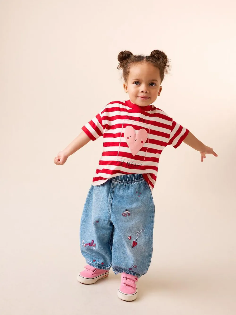Outlet Next Mid Blue Galentines Embroidered Jeans (3mths-7yrs)