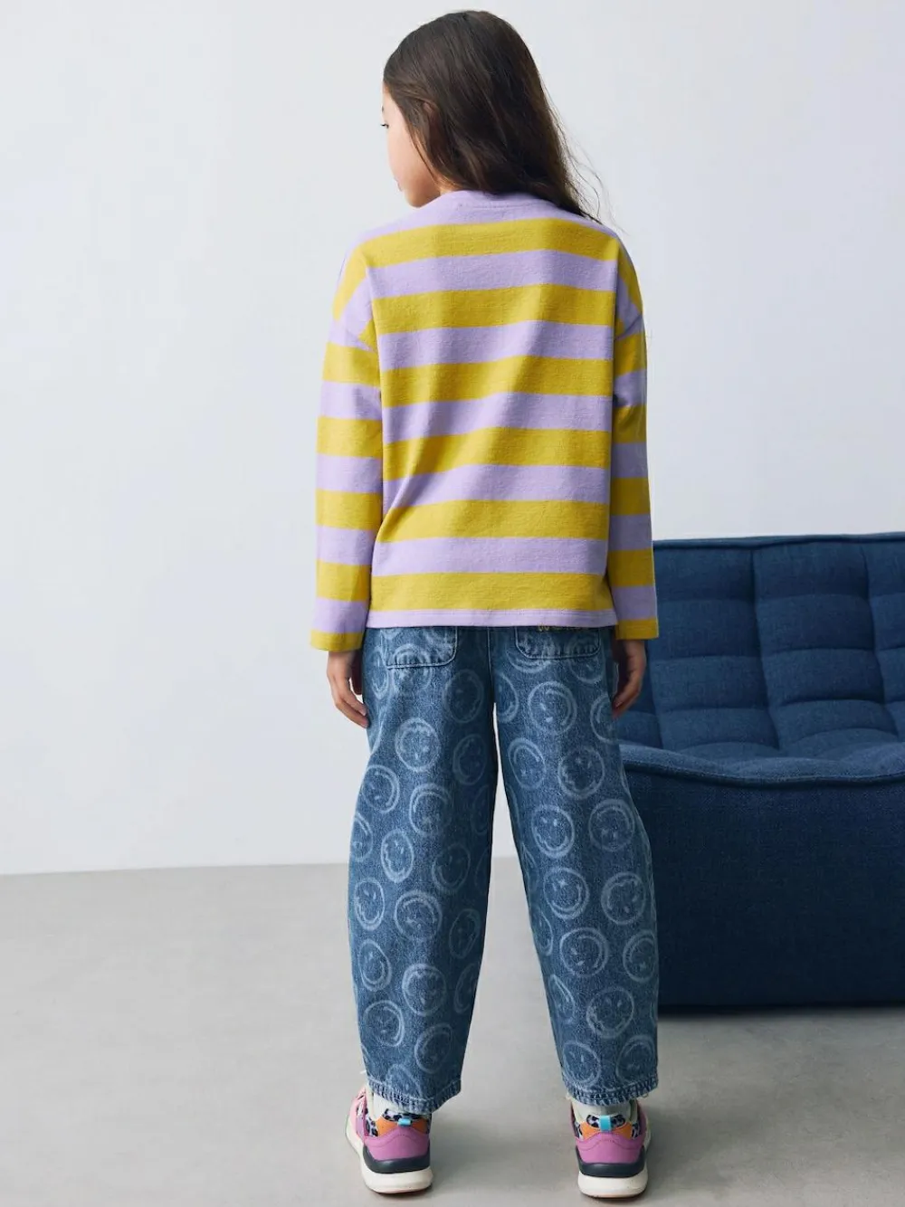 Next Mid Blue SmileyWorld® Pullon Barrel Jeans (3-16yrs)^ Jeans