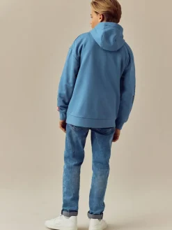 New Next Mid Blue Spiderman Flip Sequin Hoodie (3-16yrs)