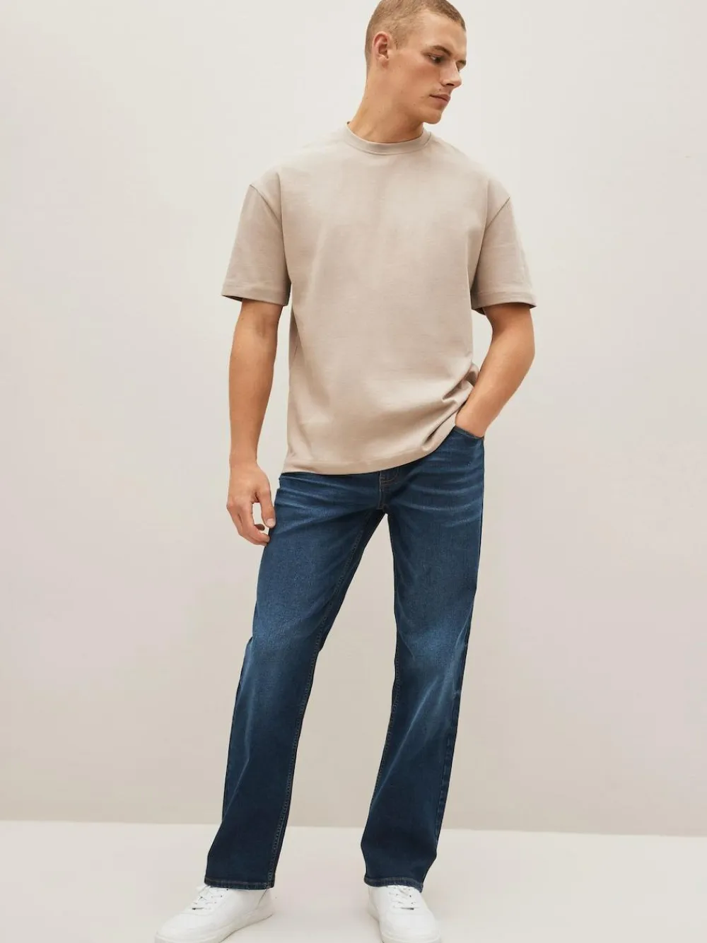 Outlet Next Straight Fit Straight Fit Essential Stretch Jeans Mid Blue
