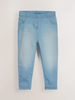 Next Mid Blue/Light Blue Denim 2 Pack Elasticated Waist Jeggings (3mths-7yrs)^ Multipacks|Jeans & Joggers