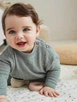 Next Baby Textured Knitted 100% Cotton Jumper and Leggings Set (0mths-3yrs)^BOY Baby Boys|Baby Boys