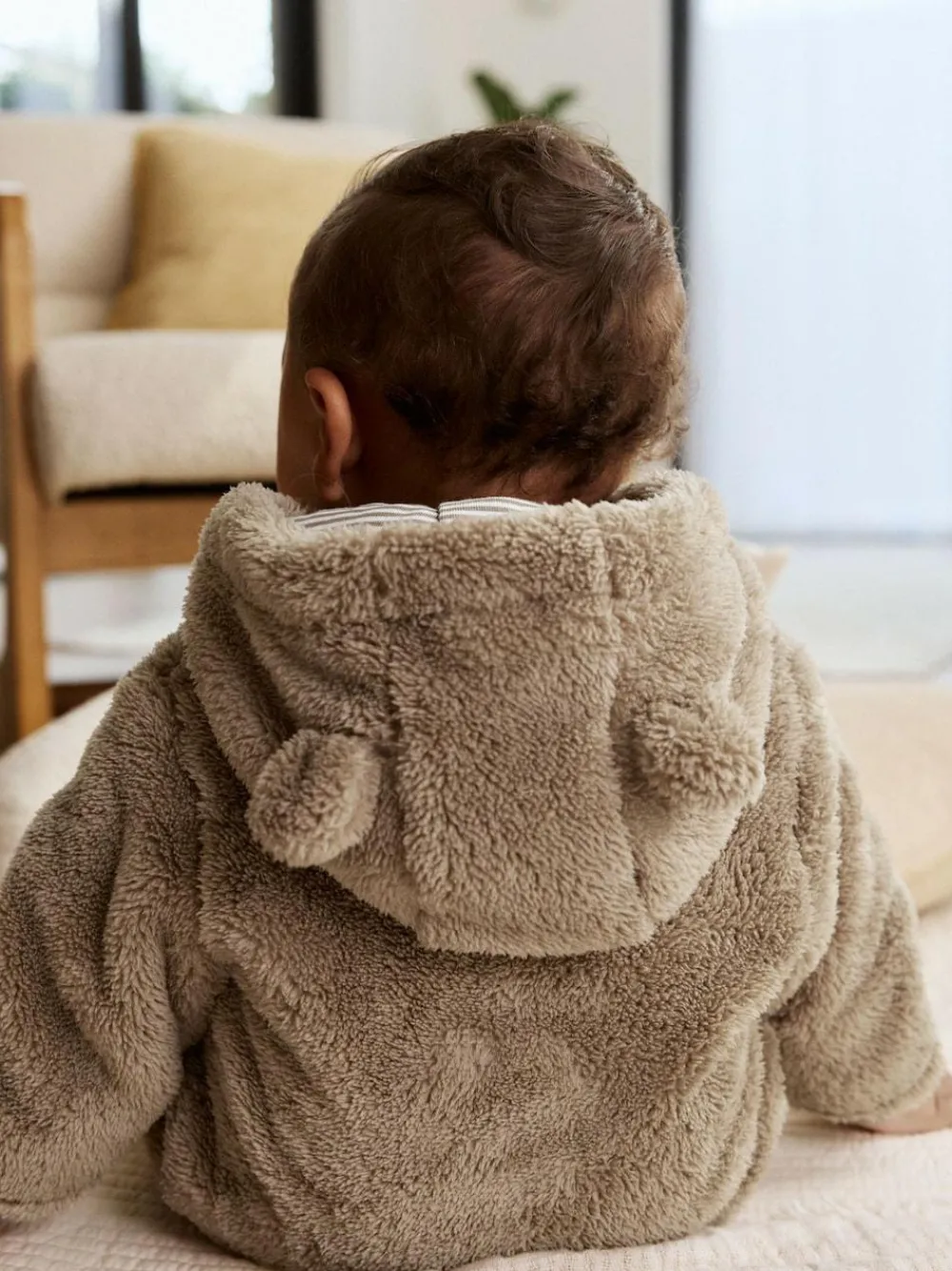 New Next Mink Brown Fleece Baby Pramsuit