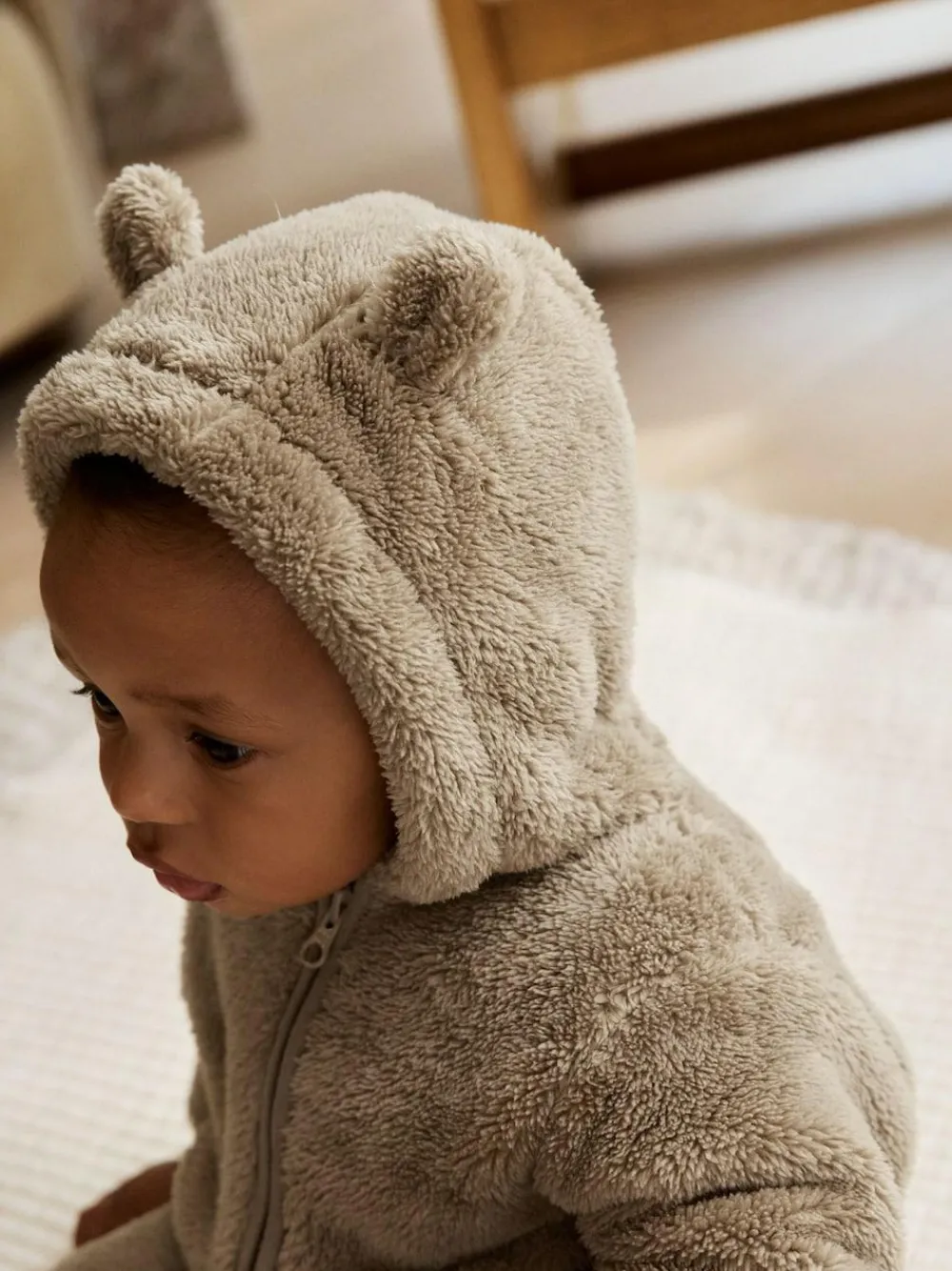 New Next Mink Brown Fleece Baby Pramsuit