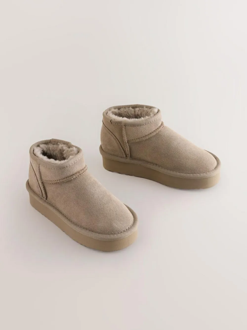 Discount Next Wide Fit (G) Flatform Mini Warm Lined Water Repellent Suede Pull-On Boots Mink