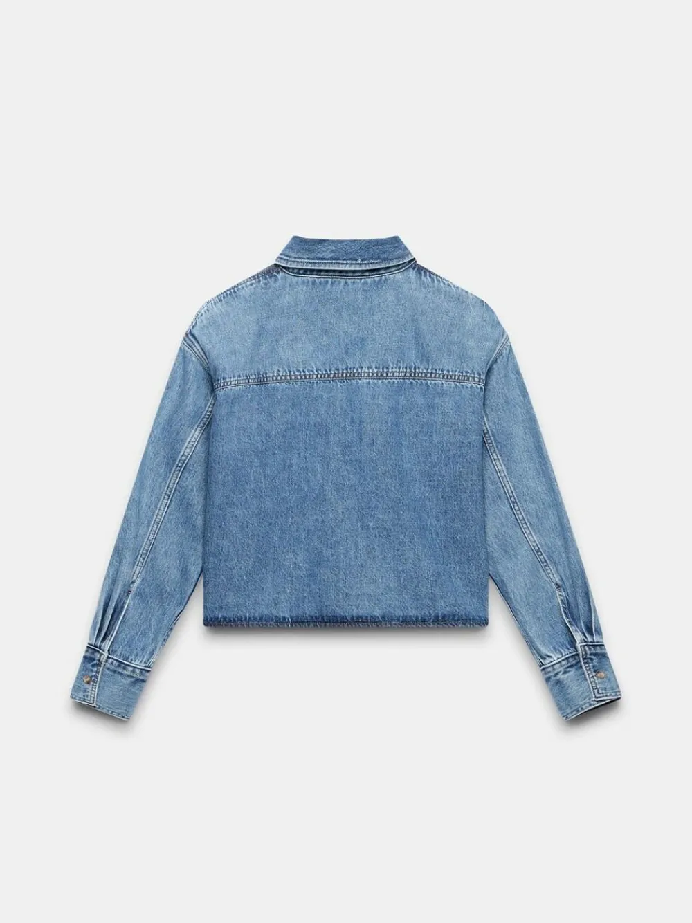 Mint Velvet Blue 100% Cotton Cropped Denim Shirt^Women Blouses & Shirts