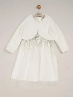 Miss Waterfall Sequin Dress and Faux Fur Bolero Set^ Dresses