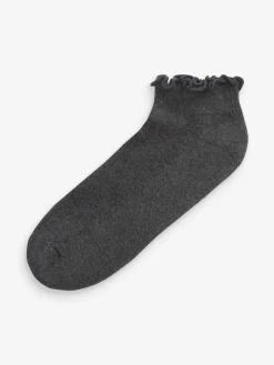 Next Monochrome Frill Top Cushion Sole Trainer Socks 4 Pack^Women Socks & Tights