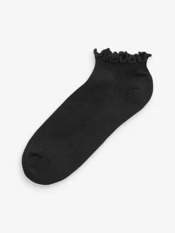 Next Monochrome Frill Top Cushion Sole Trainer Socks 4 Pack^Women Socks & Tights