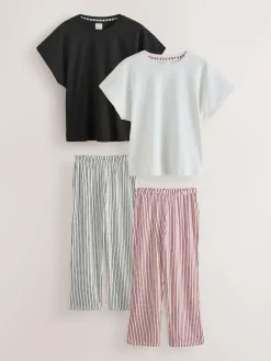 Next Short Sleeve Pyjamas 2 Pack^Women Pyjamas|All Night & Lounge