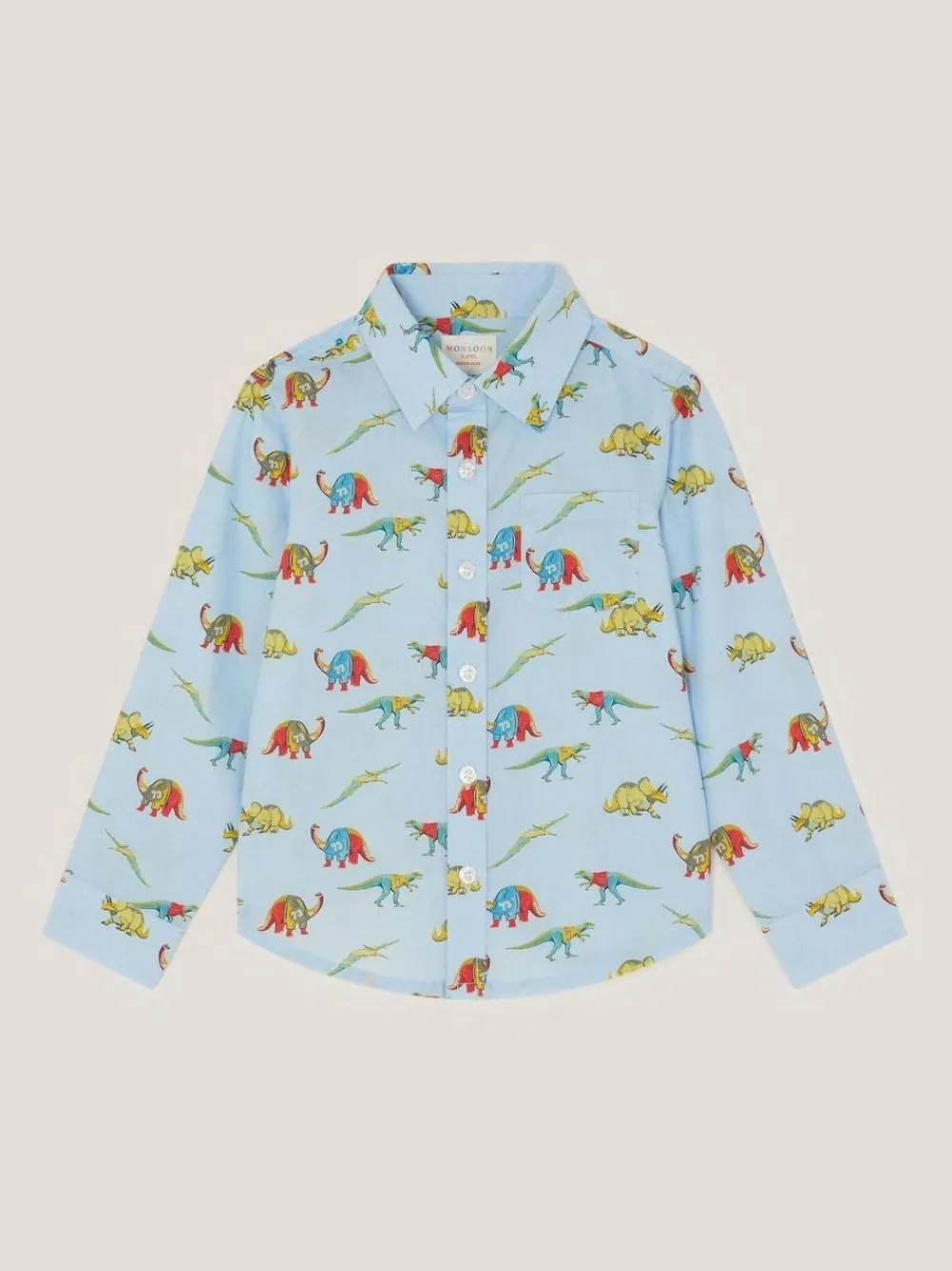 Monsoon Blue Varsity Dinosaur Print Shirt^BOY Shirts