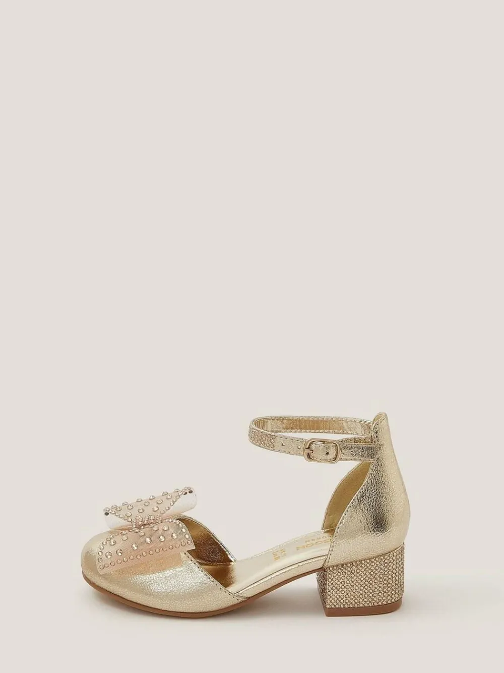 Monsoon Diamanté Bow Metallic Two-Part Heels^ Shoes
