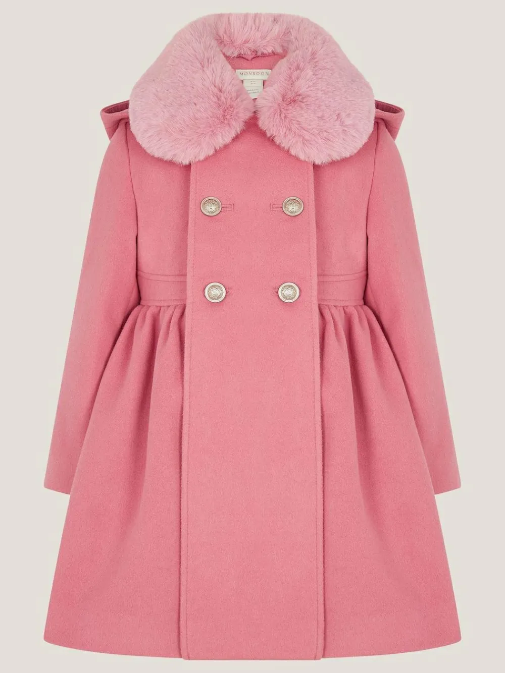 Monsoon Pink Natalia Faux Collar Double Breasted Coat^ Coats, Jackets & Pramsuits|Coats, Jackets & Pramsuits