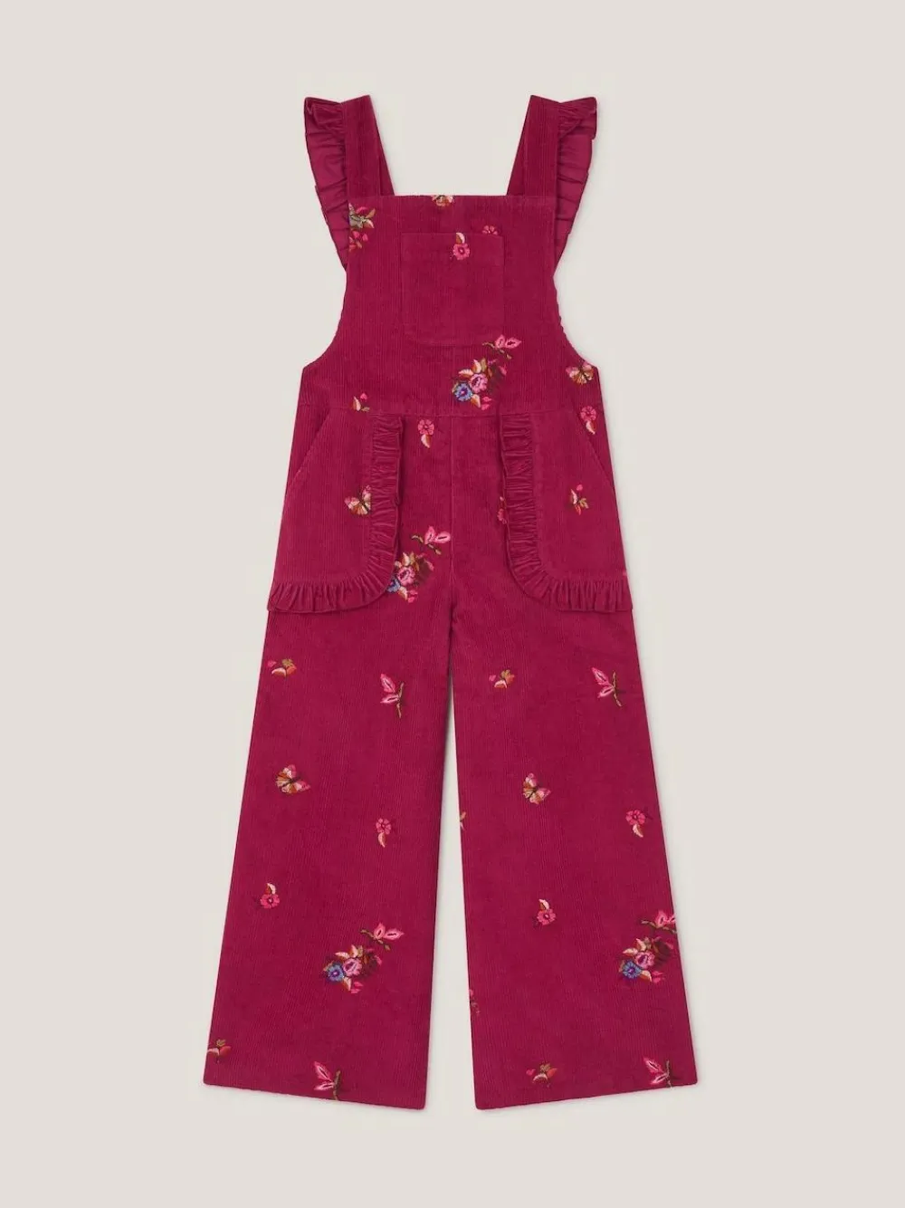 Online Monsoon Red Embroidered Corduroy Dungarees