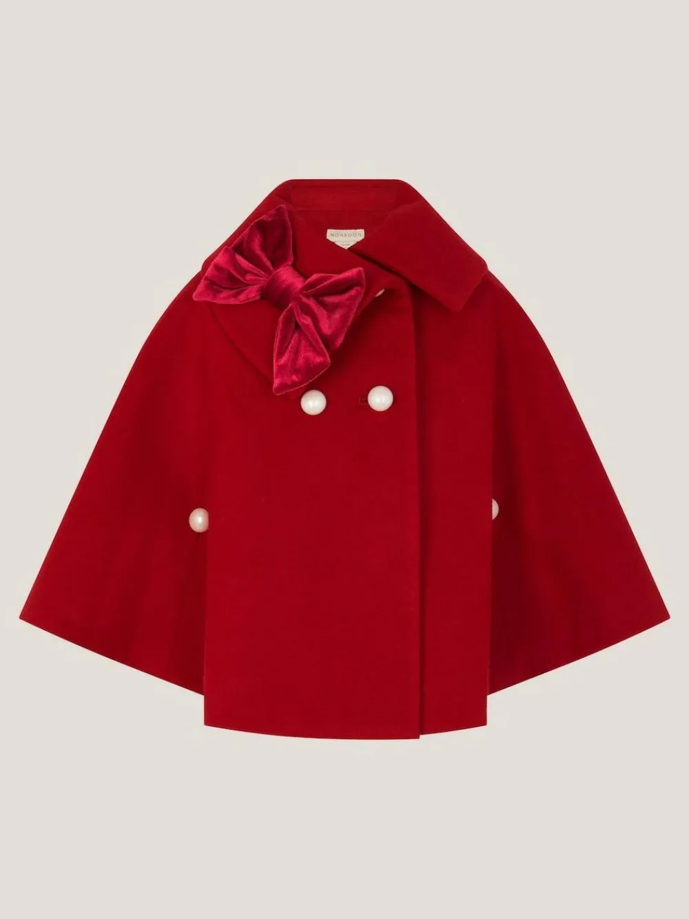 Clearance Monsoon Red Velvet Bow Cape