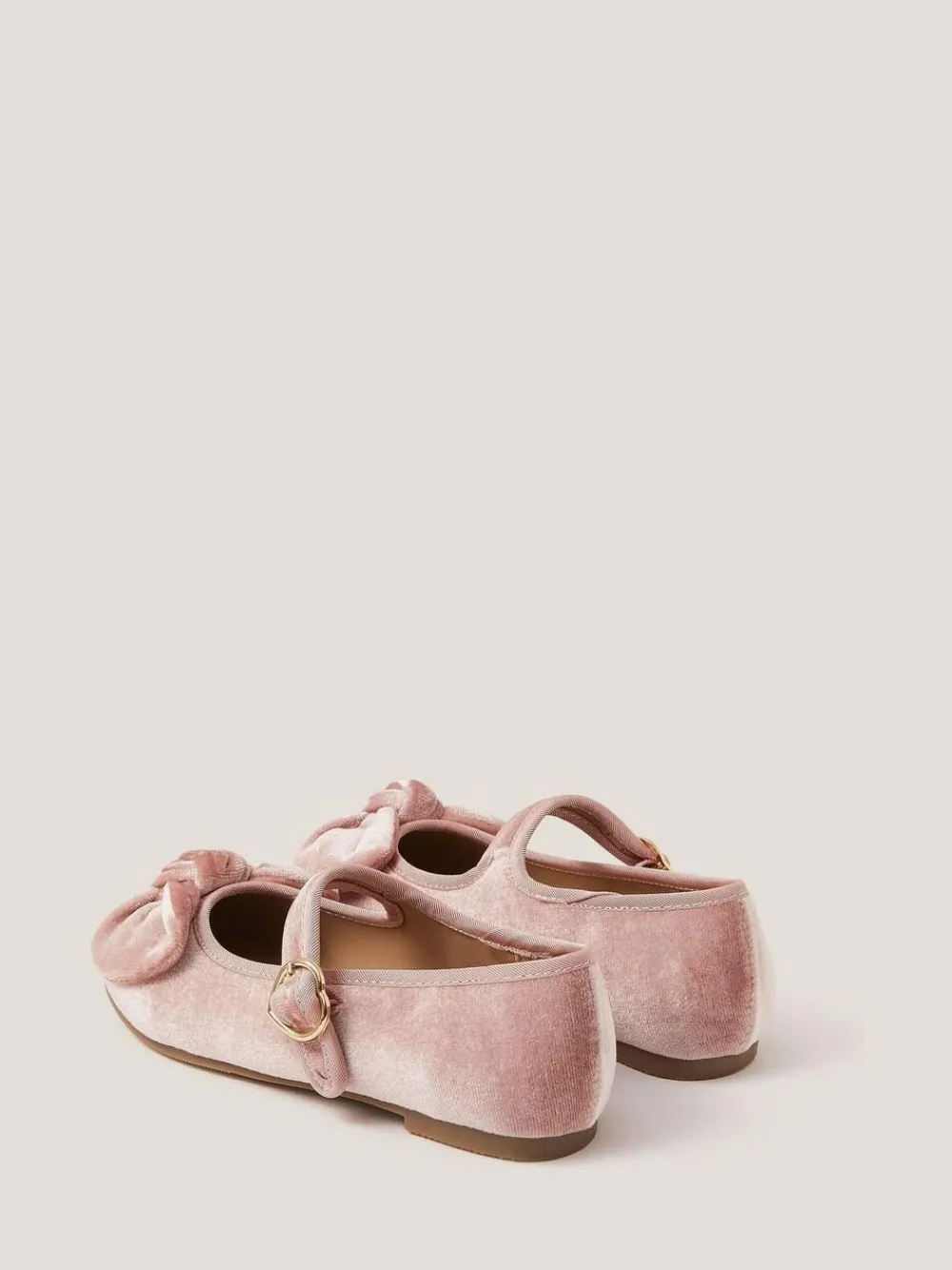 Monsoon Red Velvet Bow Strap Ballet Flats^ Shoes