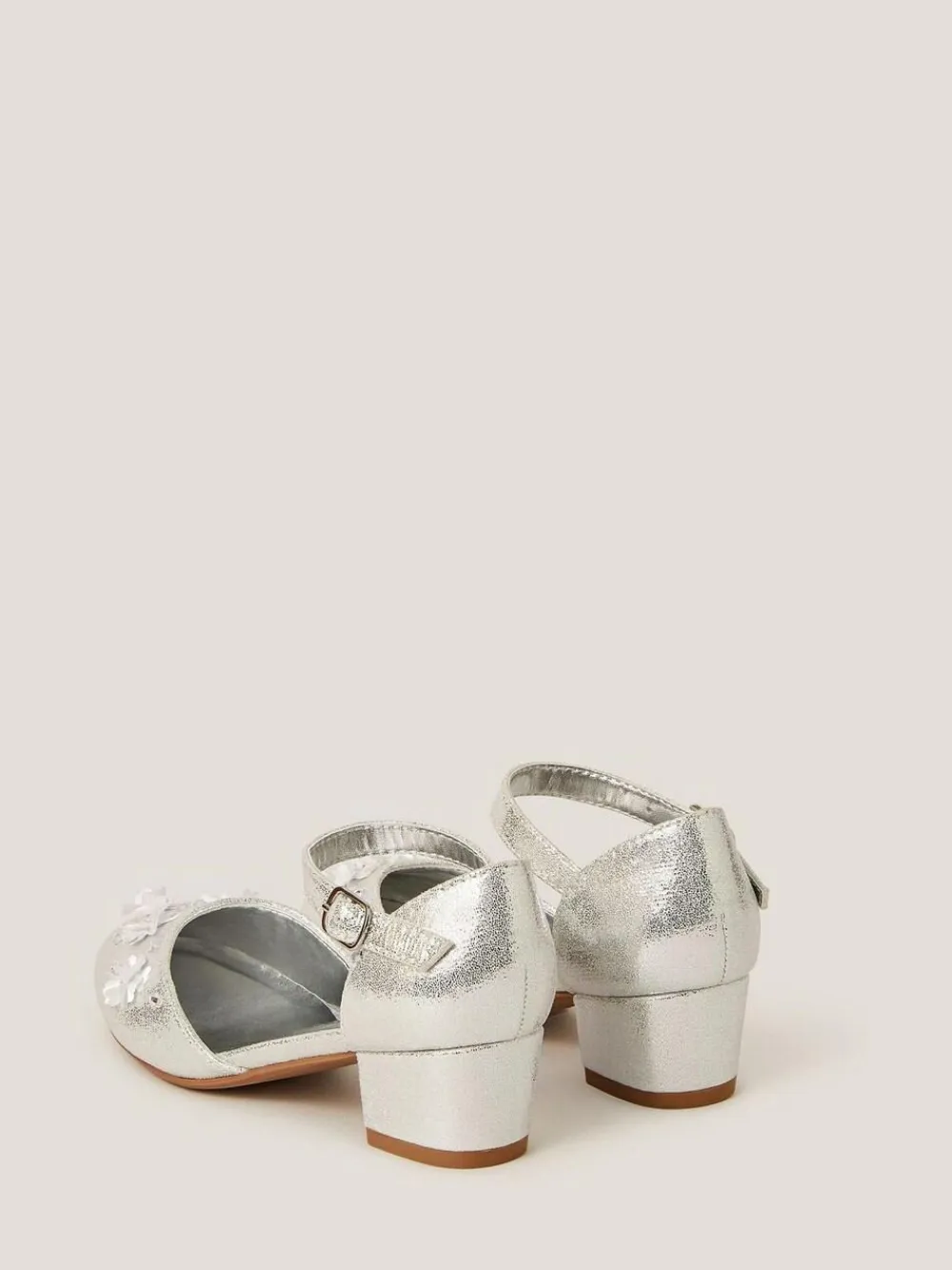 Monsoon Silver Applique Flower Two Part Heels^ Shoes