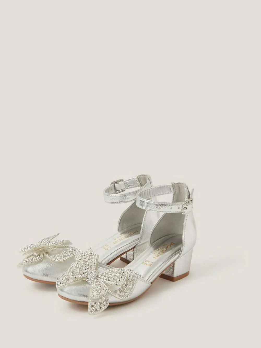 Monsoon Silver Butterfly Metallic Heels^ Shoes