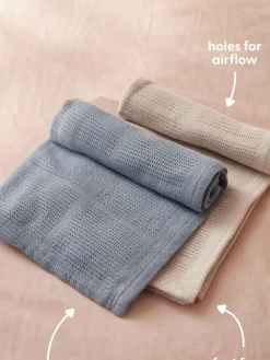 Mori Blue Blend Cellular Baby Blanket^ Newborn Accessories|Nursery Bedding