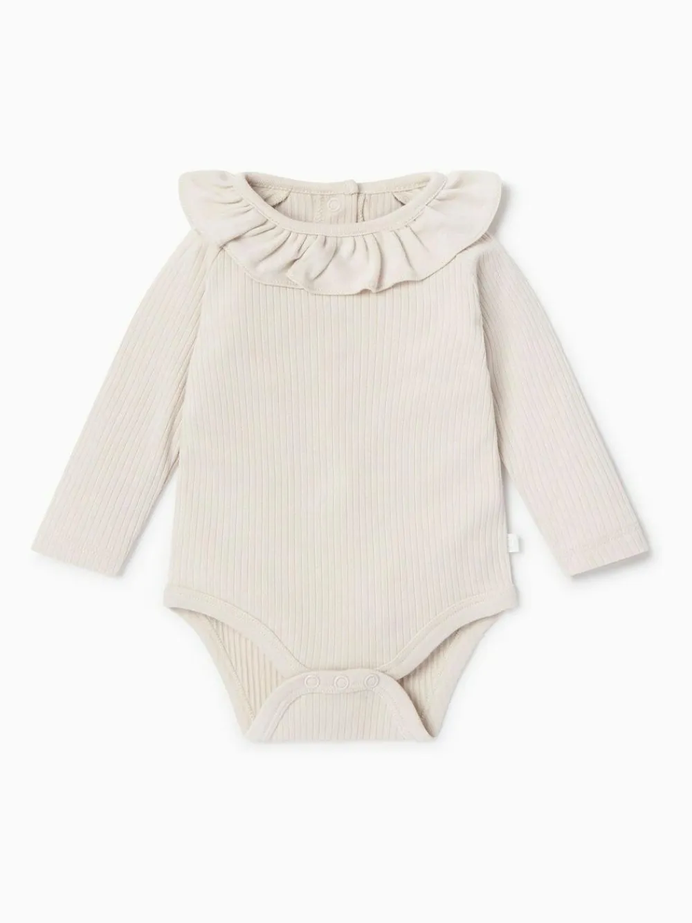 New Mori Cream Supersoft Long Sleeve Frill Collar Envelope Neckline Bodysuit