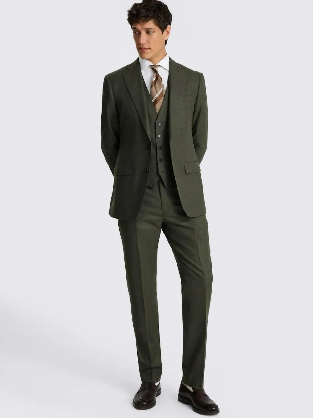Hot MOSS Army Green Tailored Performance Suit Jacket