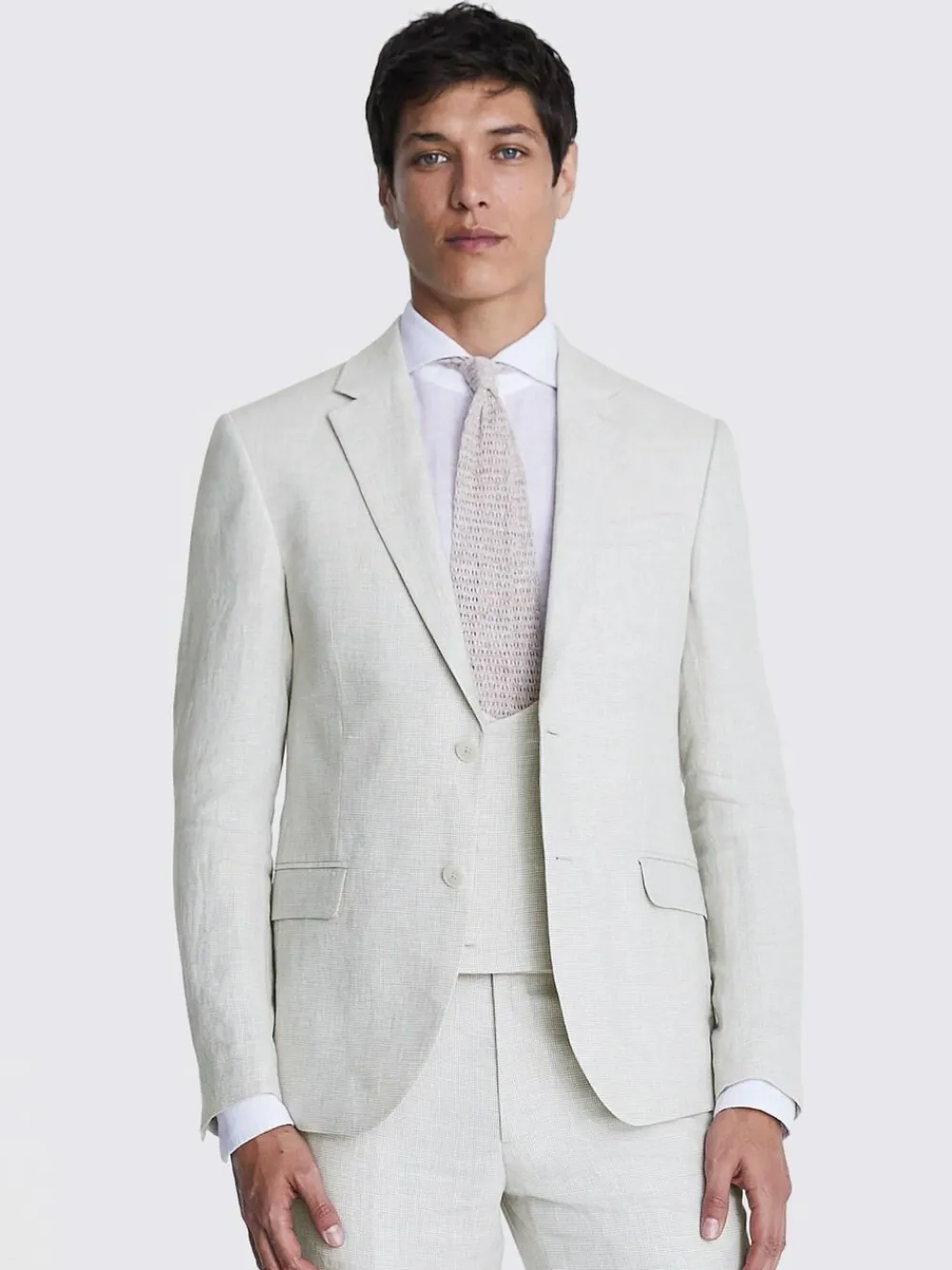 MOSS Natural Slim Fit Puppy Tooth Linen Suit Jacket^ Grey Suits