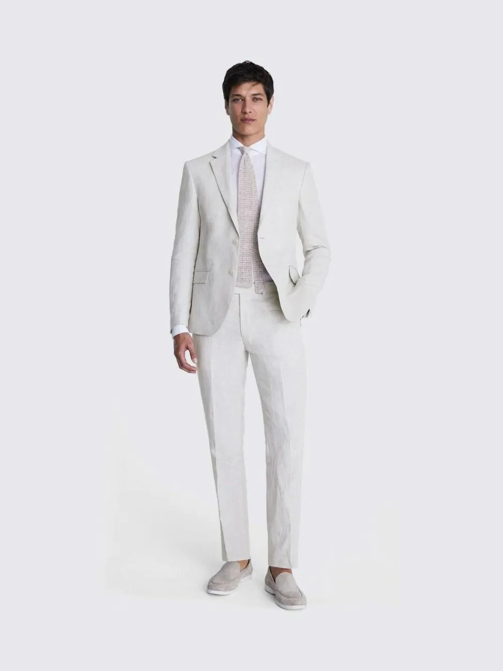 MOSS Natural Slim Fit Puppy Tooth Linen Suit Jacket^ Grey Suits