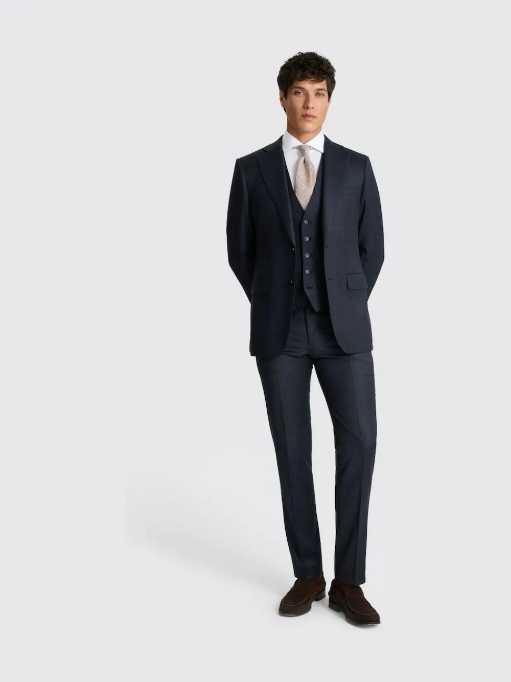 MOSS Navy Check Tailored Performance Suit Jacket^ Blue Suits
