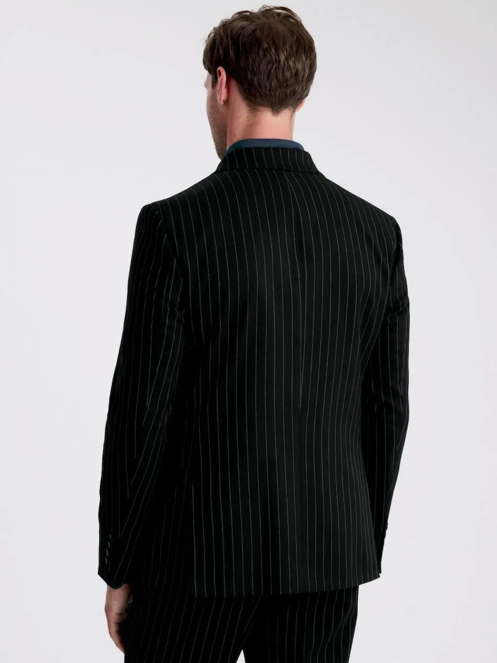 Online MOSS Navy Stripe Slim Double Breasted Suit Jacket