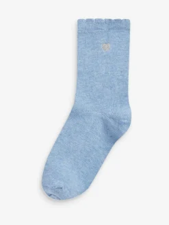 Sale Next Multi 7 Pack Cotton Rich Heart Embroidered Ankle Socks