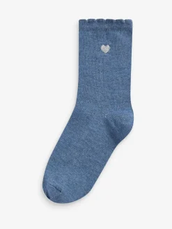 Sale Next Multi 7 Pack Cotton Rich Heart Embroidered Ankle Socks
