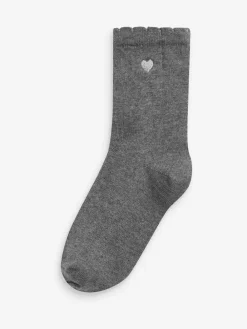 Sale Next Multi 7 Pack Cotton Rich Heart Embroidered Ankle Socks