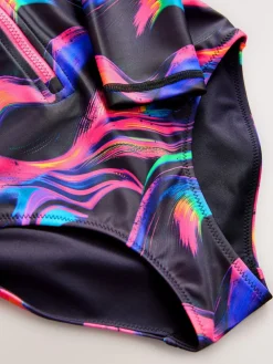 Discount Next Multi Black Long Sleeve Sunsafe Swimsuit (3mths-16yrs)