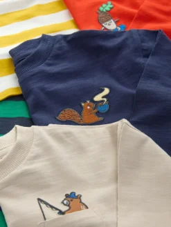 Next Multi Bright Animals Long Sleeve T-Shirts 5 Pack (3mths-7yrs)^BOY Tops|Tops