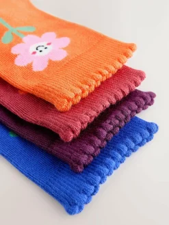 Next Multi Cotton Rich Flower and Heart Ankle Socks 4 Pack^ Nightwear|Tights