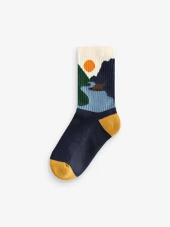 Next Multi Cushioned Footbed Cotton Rich Ribbed Tipped Socks 5 Pack^BOY Socks