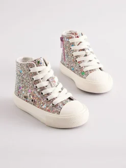 Discount Next Wide Fit (G) High Top Trainers Multi Glitter