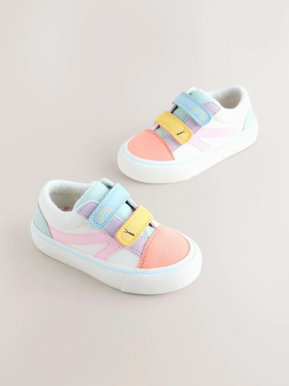 Online Next Wide Fit (G) Touch Fastening Trainers Multi Pastel