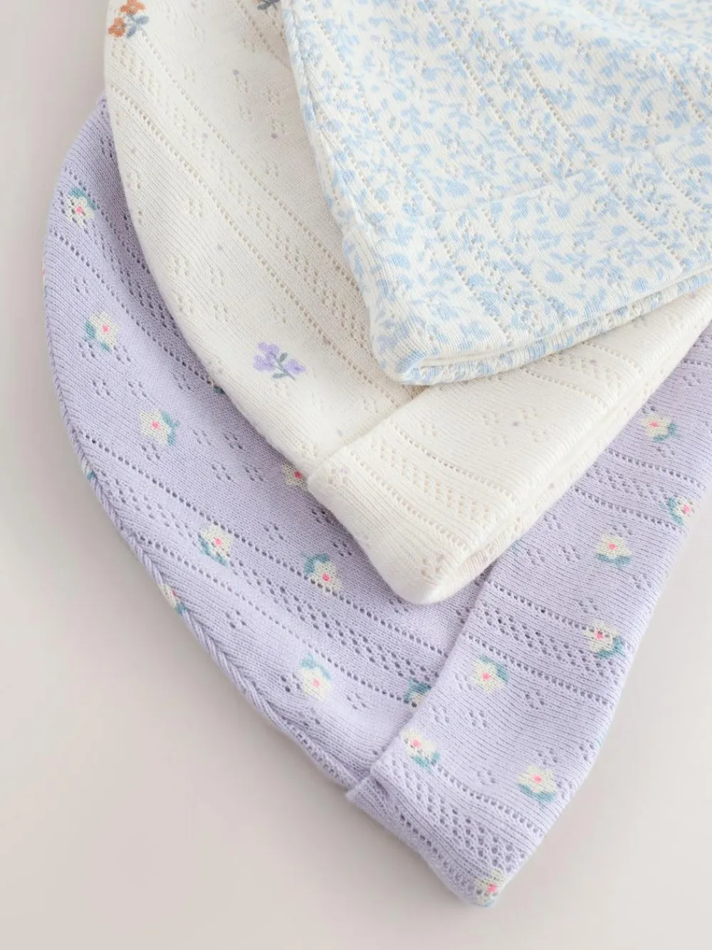Next Multi Pointelle Baby Beanies 3 Pack (0-18mths)^ Hats & Scratch Mitts|Newborn Accessories