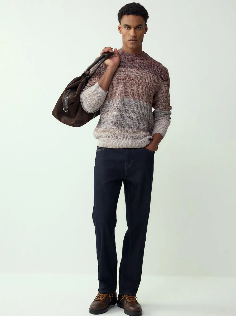 Outlet Next Multi Regular Fit 100% Cotton Ombre Twist Knit Crew Jumper