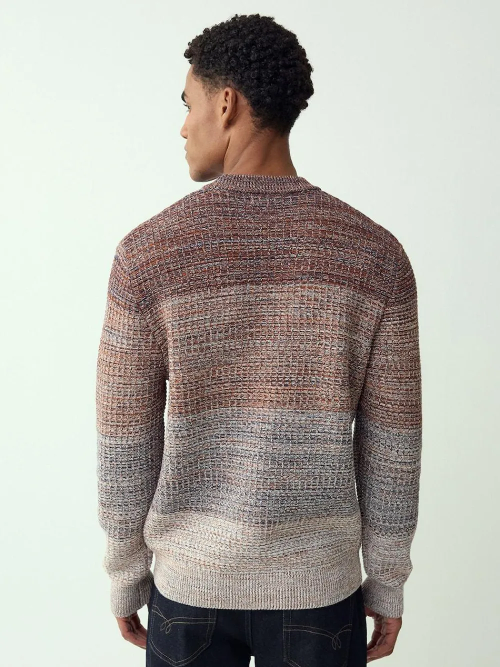 Outlet Next Multi Regular Fit 100% Cotton Ombre Twist Knit Crew Jumper